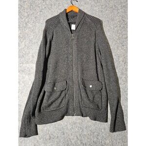 Banana Republic Men's Gray Full Zip Shawl Collar Cardigan Sweater XL Heavy Knit
